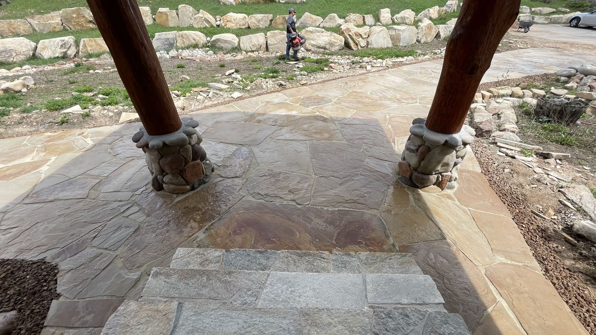 Hardscape construction in progress